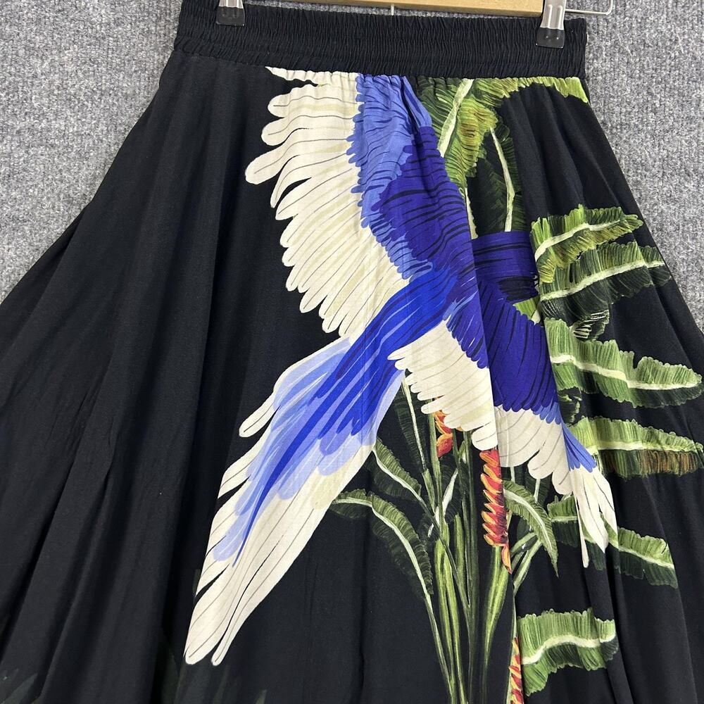 Farm Rio Pants Women Small Tropical Bird Jungle Harem Black Boho Summer Resort - Picture 2 of 12